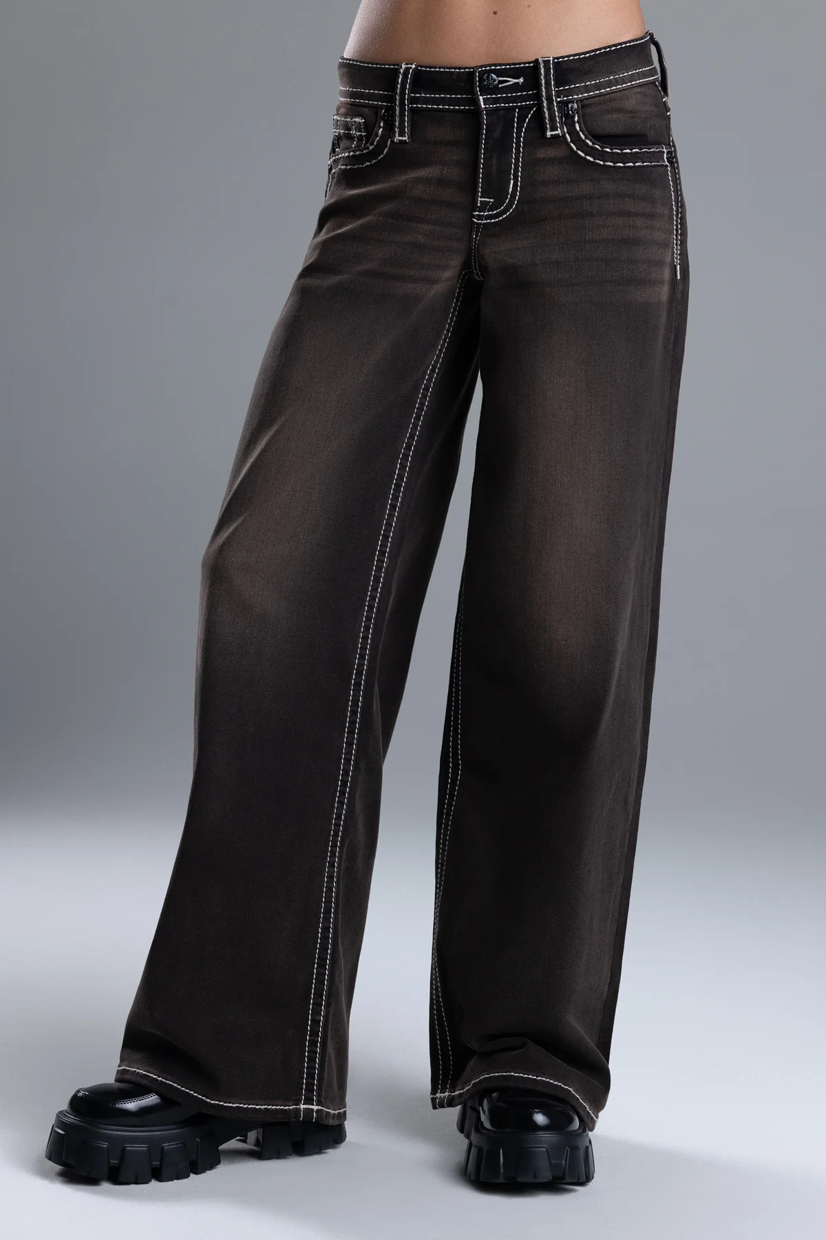 Sevryn Stitched Wide Leg Jeans - Image 3